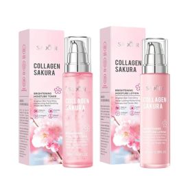 (2pcs)Collagen Sakura Brightening Moisture Toner Brighten Skin Tone Shiny Stable Skin Barrier 100ml (Option: Default)